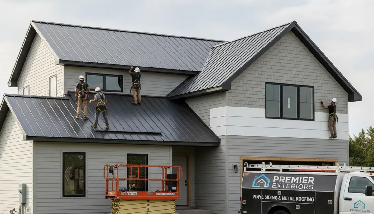 Metal roofing installation on home exterior in Fort Collins, CO by Next Level Exteriors